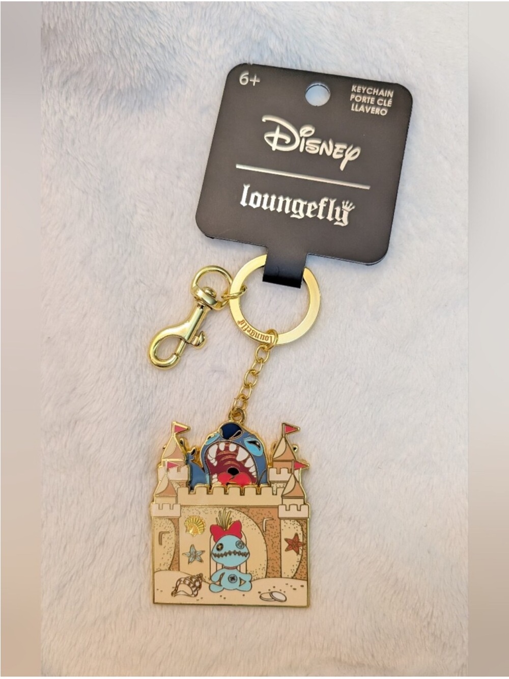 Loungefly Stitch Keychain sandcasle moving NWT